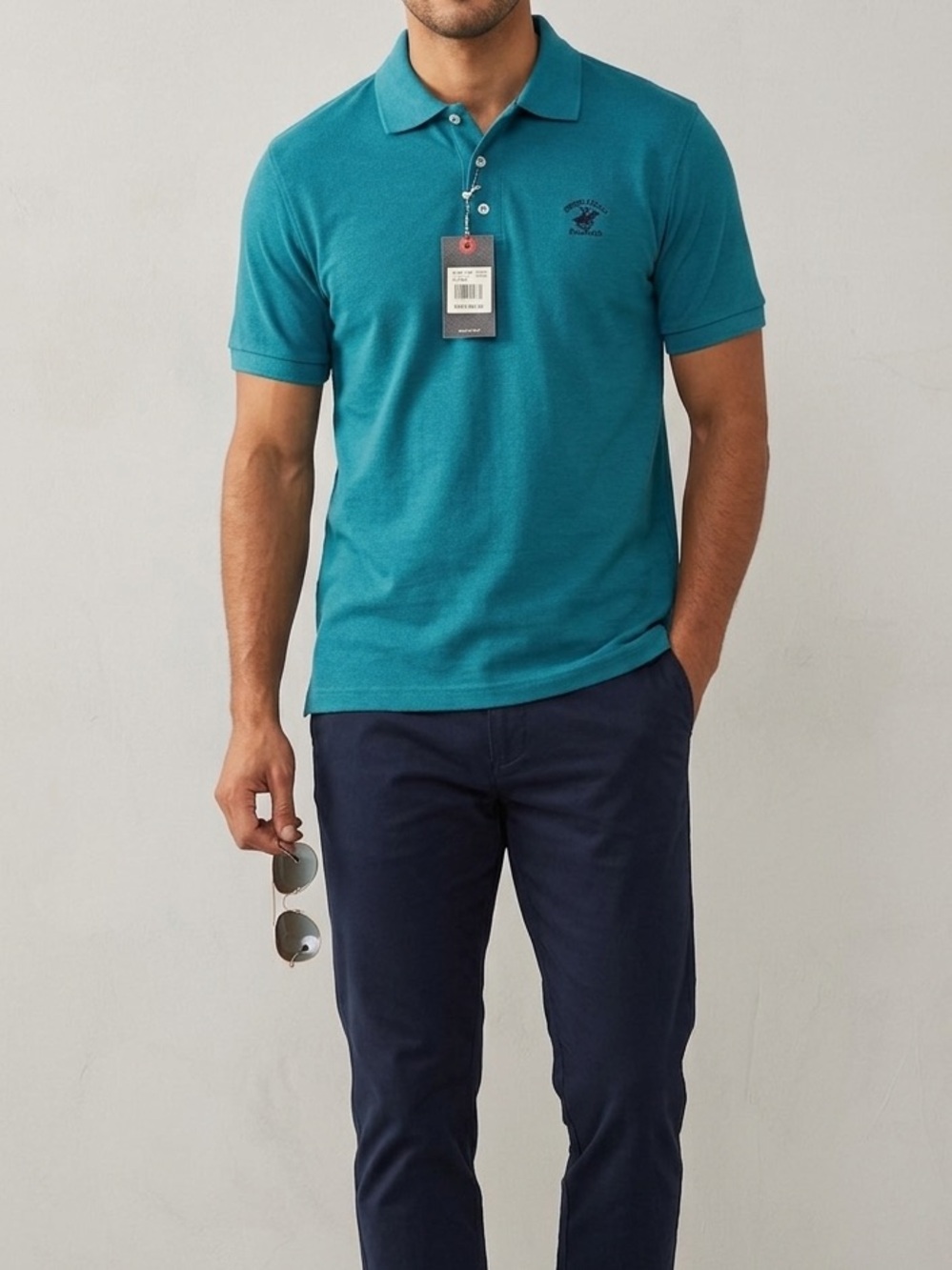 Men’s Beverly Hills Polo Club Teal Polo Shirt Size Small NWT